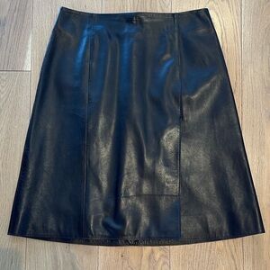 Jason Wu Deep Brown Genuine Lambskin Leather A-Line Skirt